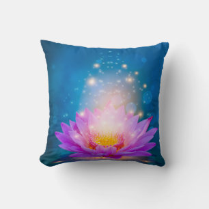 Coussin Beau Lotus Violet, Paysage Bleu