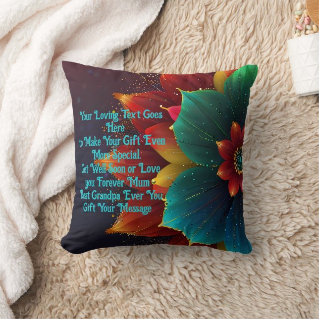 Coussin Beau message cadeau personnalisé en fleur jaune et (Couverture)
