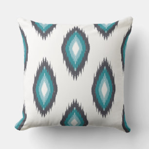 Coussin Beau motif bleu et blanc Ikat Sans Seamless Turquo
