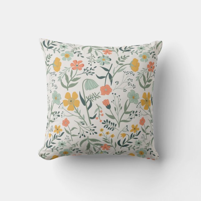 Coussin Beau motif botanique floral (Recto)