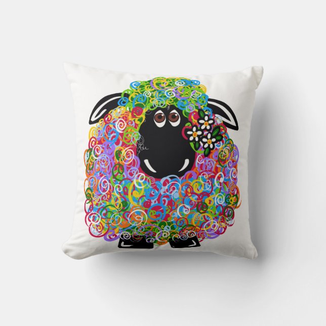 Coussin Beau Mouton Arc En Ciel De La Famille (Recto)
