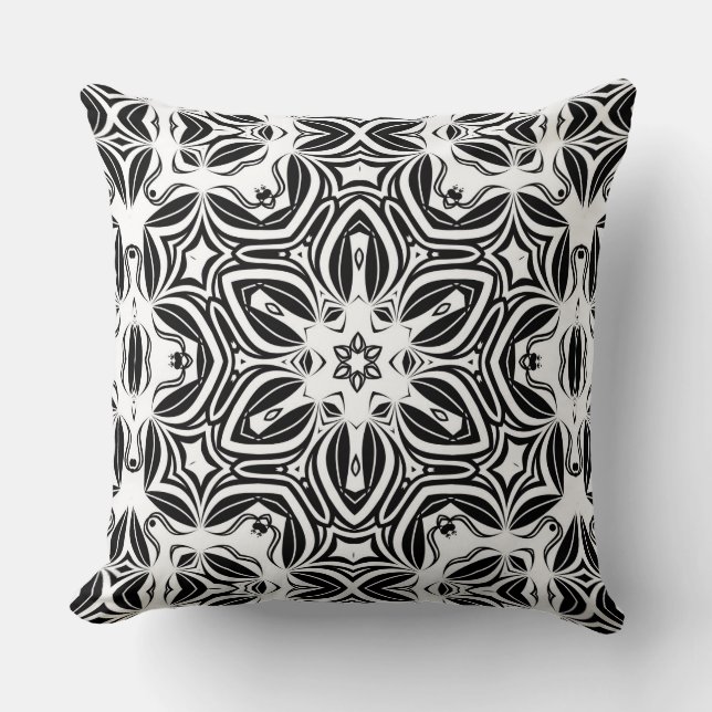 Coussin beau nom traditionnel noir et blanc rond (Recto)