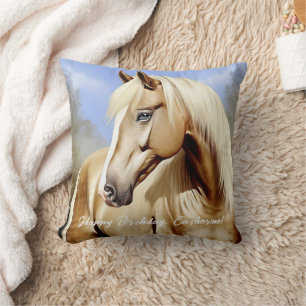 Coussin Beau Palomino Horse Anniversaire