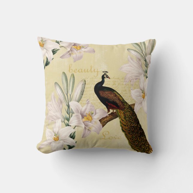 Coussin Beau paon de lis (Recto)