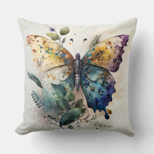 Coussin Beau papillon et feuillage