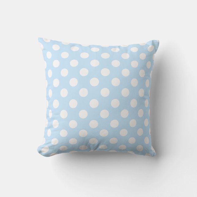 Coussin Beau Pois blanc couleur bleu clair Pastel (Recto)