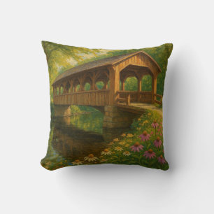 Coussin Beau pont couvert d'été art