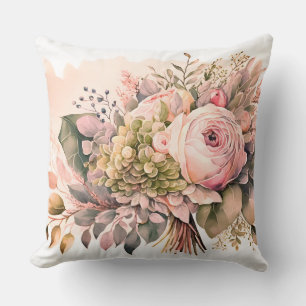Coussin Beau Rose floral de pêche
