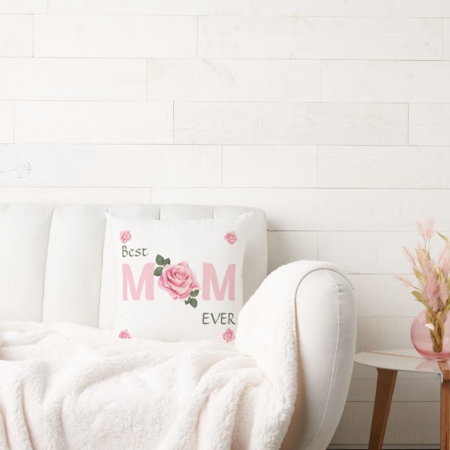 Coussin Beau Rose Meilleure maman Fête des Mères (Canapé)