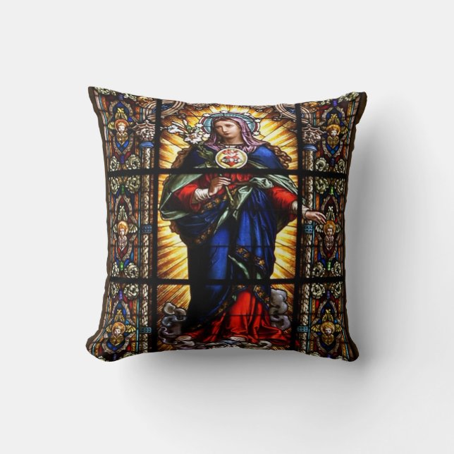 Coussin Beau Sacré Coeur Religieux de Vierge Marie (Recto)