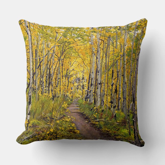 Coussin Beau sentier Pittoresque d'automne à Aspen Tree Gr (Recto)