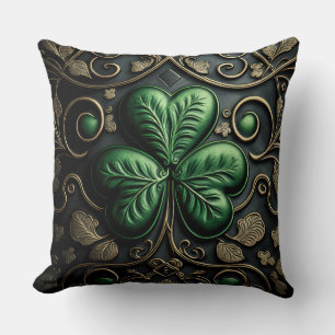 COUSSIN BEAU SHAMROCKS IRLANDAIS VERT INTRICATIF