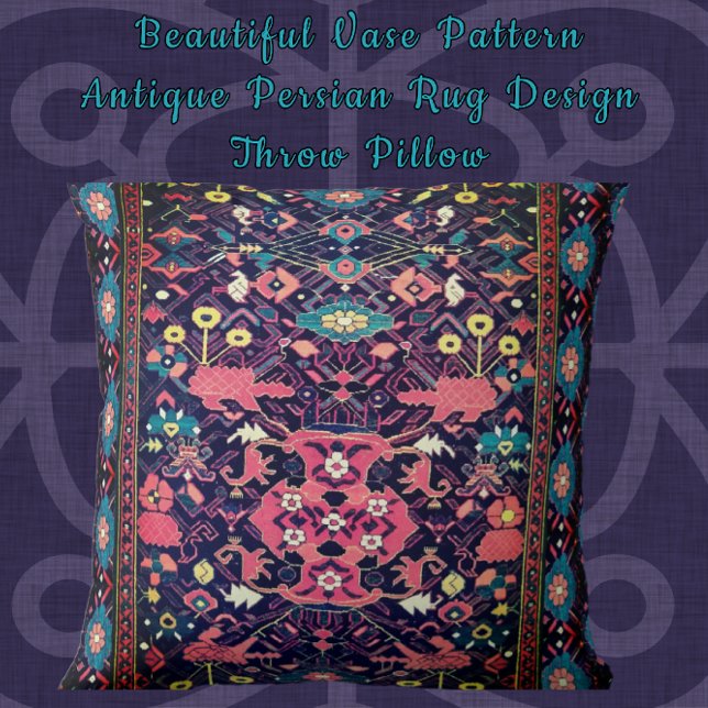 Coussin Beau Vase Motif Antique Perse Oriental (Créateur téléchargé)