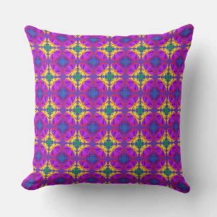 Coussin Beauté de Boho   Motif pourpre et jaune