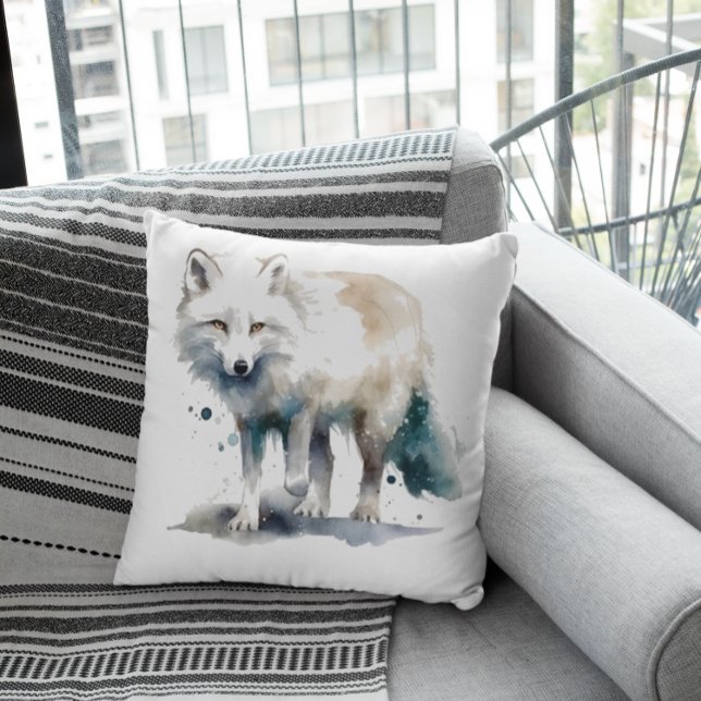 Coussin Beauté de l'Arctique : Renard d'hiver (Créateur téléchargé)