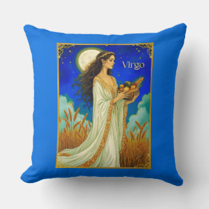 Coussin Beauté du zodiaque de la Vierge sous un ciel noctu