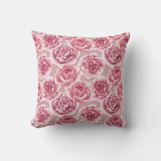Coussin Beauté florale - fleurs rose rose motif vintage.