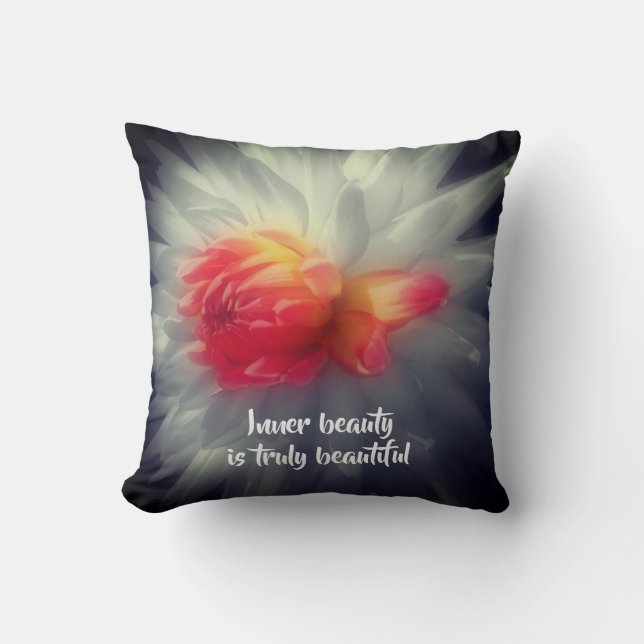 Coussin Beauté intérieure Dahlia Fleur Mots Inspiration  (Recto)