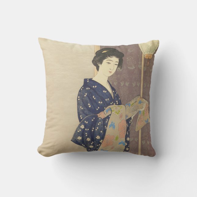 Coussin Beauté japonaise en Kimono été (Recto)