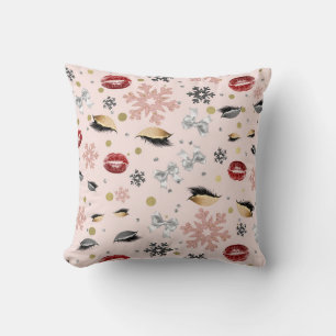 Coussin Beauté rose girly Maquillage férié Noël