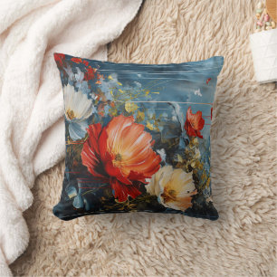 Coussin Beautiful colorful floral flower oil painting