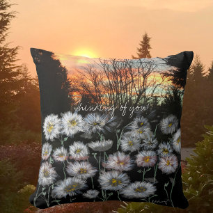 Coussin Beautiful, Fresh Daisies Against A Winter