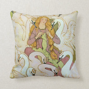 Coussin Beaux-arts sauvages d'Eleanor Abbott de cygnes