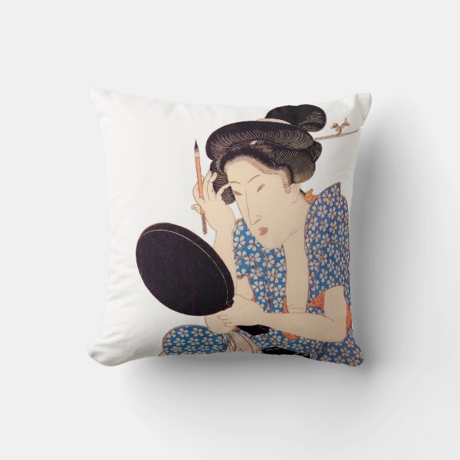 Coussin Beaux carreaux japonais de conception de geisha (Recto)