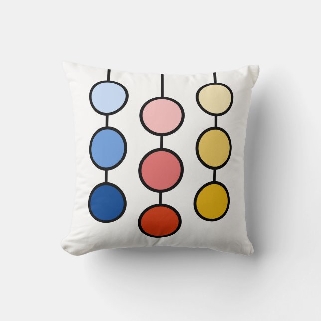 Coussin Beaux cercles de pendaison rouge bleu jaune (Recto)