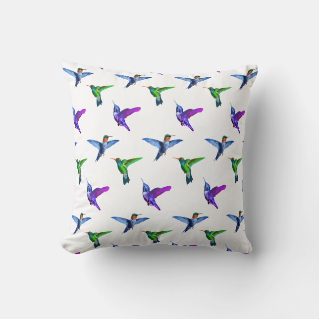 Coussin Beaux colibris en blanc (Recto)