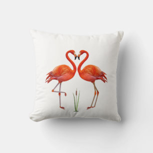 Coussin Beaux flamants rouges et plante de roseau sur fond