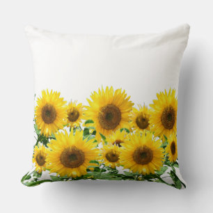 Coussin Beaux tournesols jaunes sur fond blanc