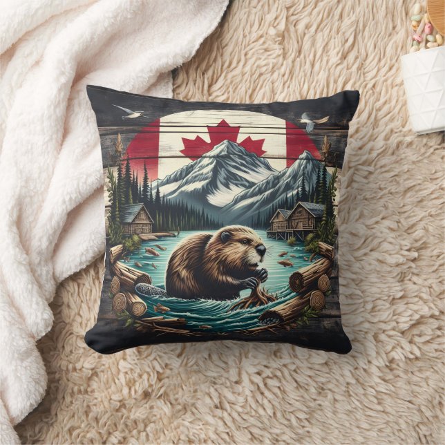 Coussin Beaver Building Lodge Près de la nature sauvage du (Couverture)