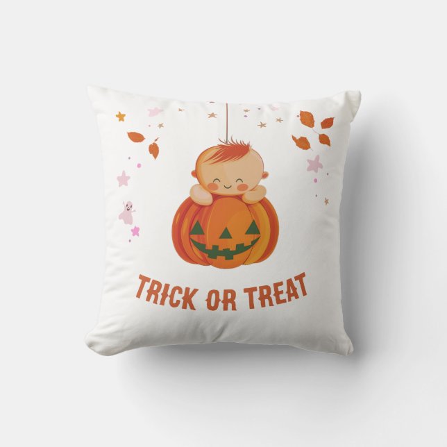 Coussin Bébé adorable citrouille Trick or Treat Halloween (Recto)