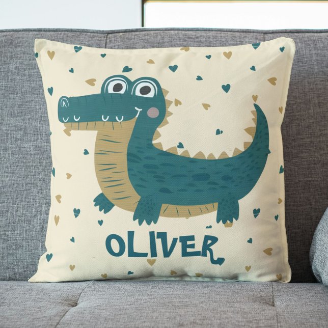Coussin Bébé alligator mignon et drôle personnalisé (Créateur téléchargé)