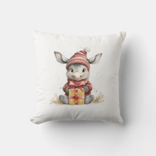 Coussin Bébé âne en rouge et blanc cadeau Casquette d'hive