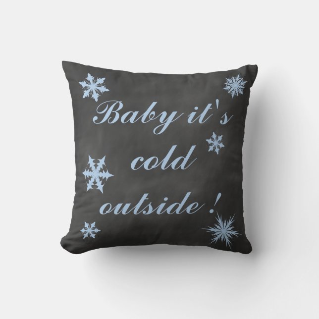 Coussin Bébé Bleu Bébé c'est froid à l'extérieur du coussi (Recto)