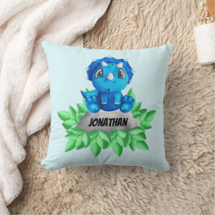 Coussin Bébé Bleu Tricératops Dinosaur