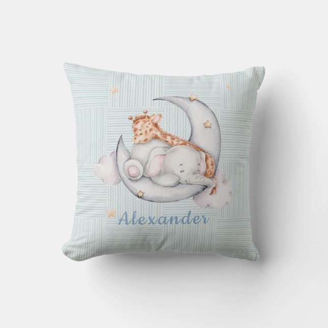 Coussin Bébé couché Giraff Elephant sur le garçon de la lu (Recto)