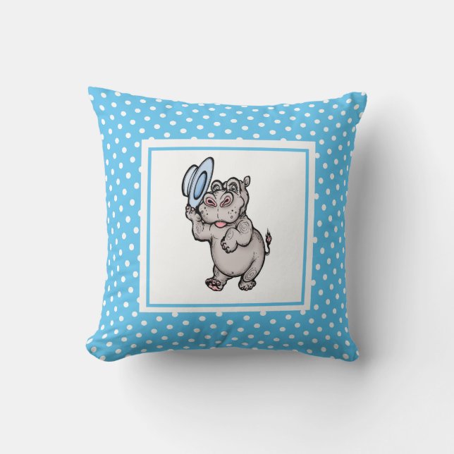 Coussin Bébé de naissance moderne bleu pour enfants Hippop (Recto)