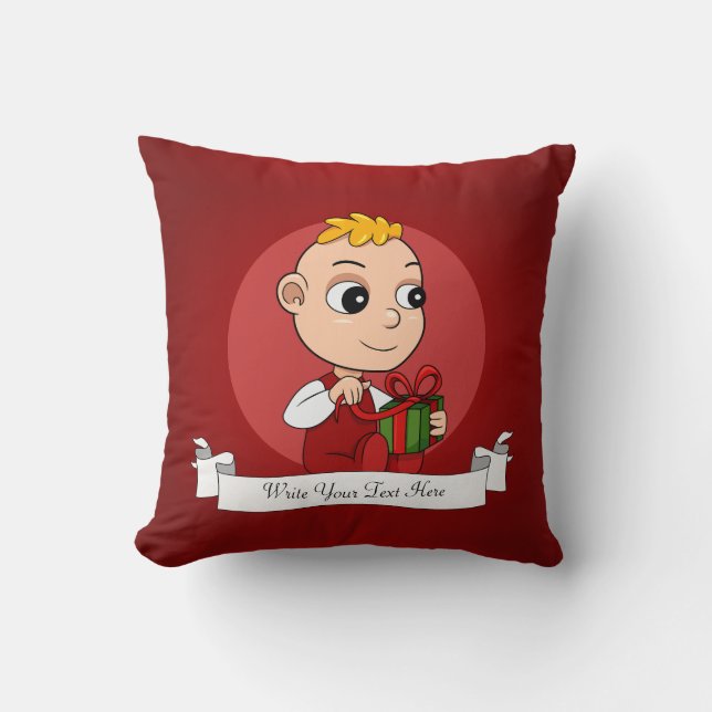 Coussin Bébé de Noël mignon avec cheveux blonds dessin ani (Recto)
