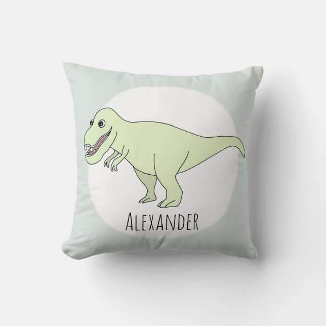 Coussin Bébé Doodle T-Rex Dinosaur avec nom Nursery (Recto)
