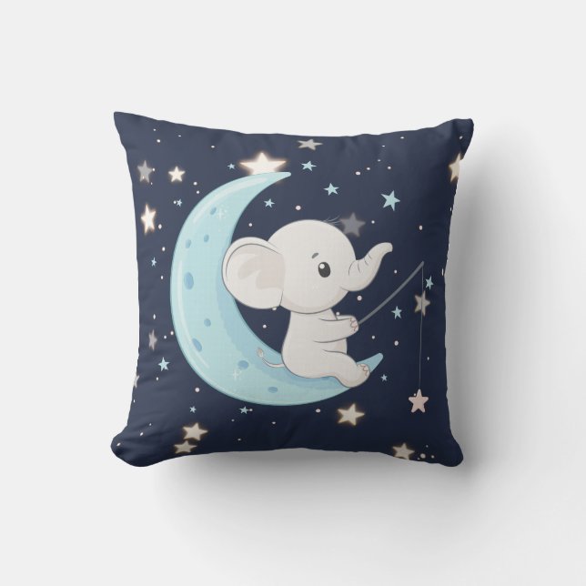 Coussin Bébé Eléphant Pêche Pour Les Étoiles Jeter Oreille (Recto)