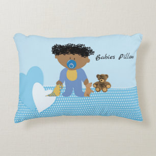 Coussin bébé en bleu pour bébé noir garçon