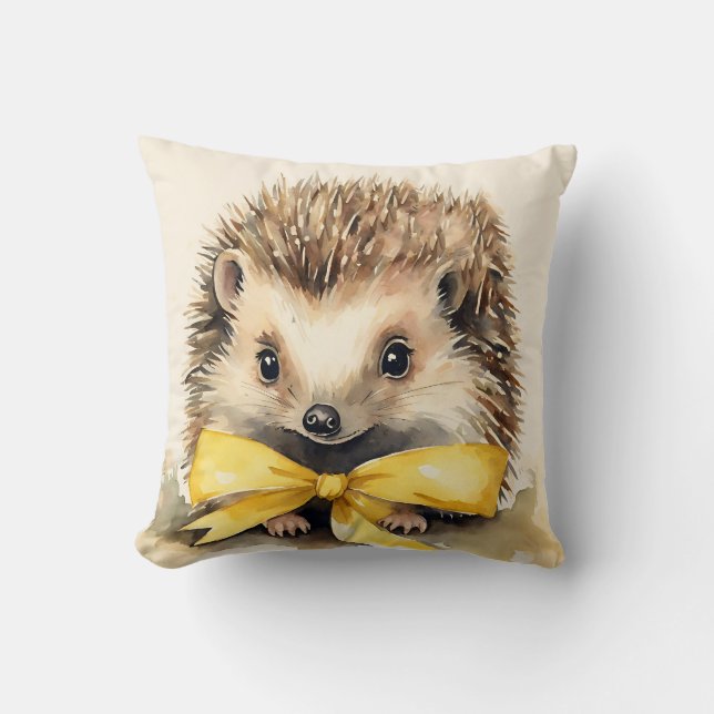 Coussin Bébé Hérisson Jaune Bow Genre Neutre (Recto)