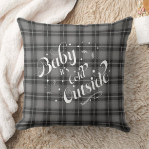 Coussin Bébé il fait froid Dehors Gris Plaid Holiday Moder