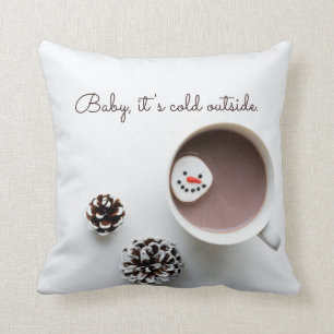 Coussin Bébé Il fait froid dehors Noël Chocolat chaud