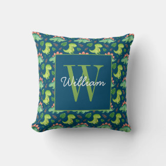 Coussin Bébé mignon Dinosaur Motif Monogramme & nom Person