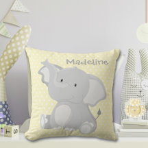 Bébé mignon Eléphant Jaune Polka-Dot Monogramme