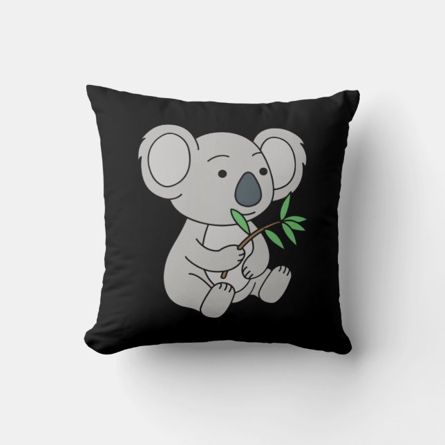 Coussin Bébé mignon Koala avec Eucalyptus Feuilles (Recto)